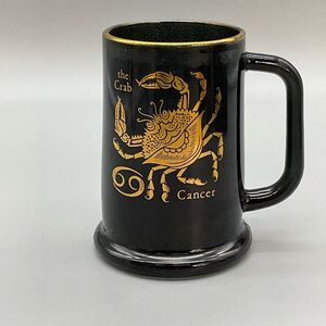 Cancer Zodiac Vintage Coffee Tea Stein Mug Federal Glass Black Gold